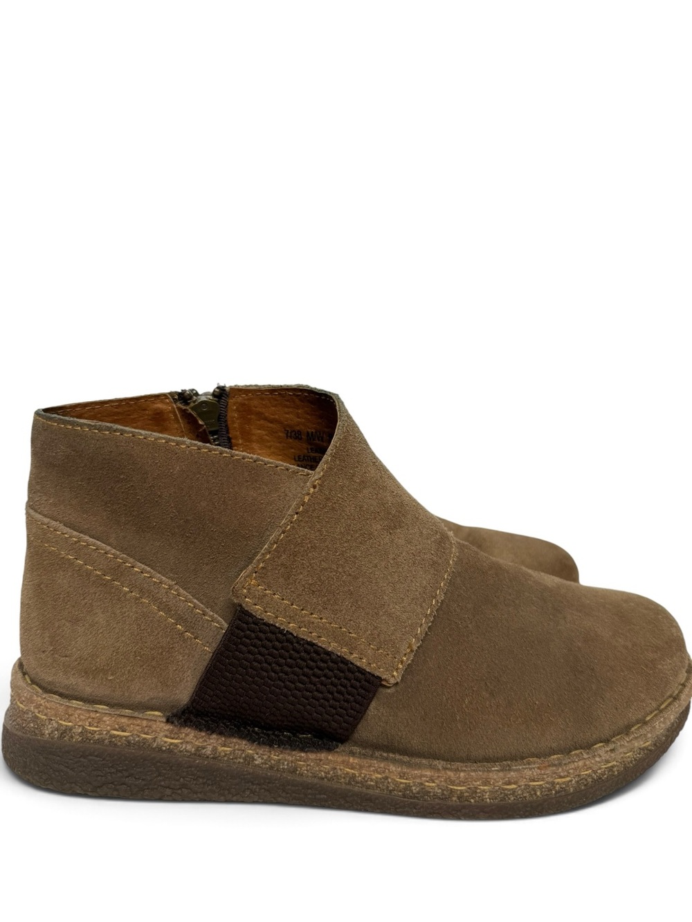 Born Tora Womens 7 Brown Suede Leather Side Zip Ankle Boots Booties - Picture 2 of 7